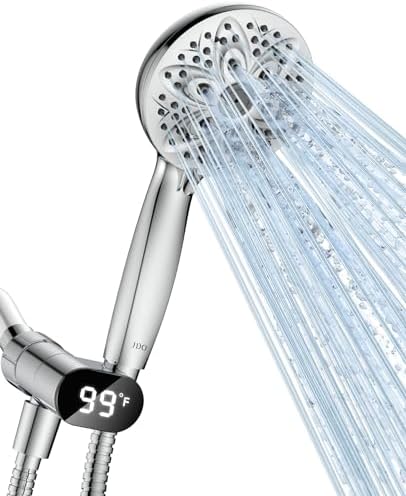 6-Setting Shower Head with Handheld, JDO High Pressure Hand held Shower Head, 4.7 Inch Chrome Detachable Showerhead Set with 59 Inch Stainless Steel Hose and Adjustable Showerhead Holder