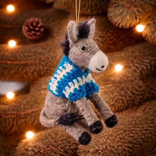 Darcy Donkey in a Hat Decoration (Set of 4)