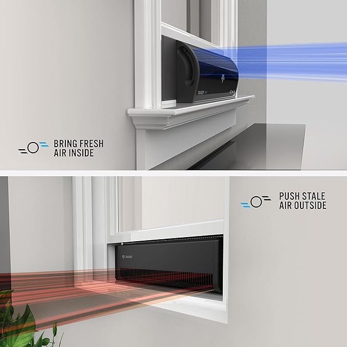 Vornado TRANSOM AE Window Fan with Alexa, 4 Speeds, Reversible Exhaust Mode, Weather Resistant Case, Whole Room, Black