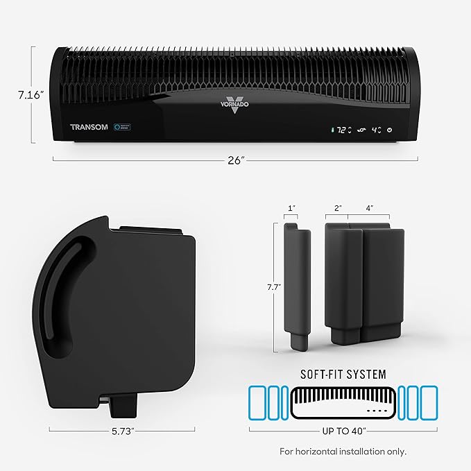 Vornado TRANSOM AE Window Fan with Alexa, 4 Speeds, Reversible Exhaust Mode, Weather Resistant Case, Whole Room, Black