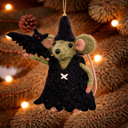 Agatha Witch with Burt the Bat Decoration (Set of 4)