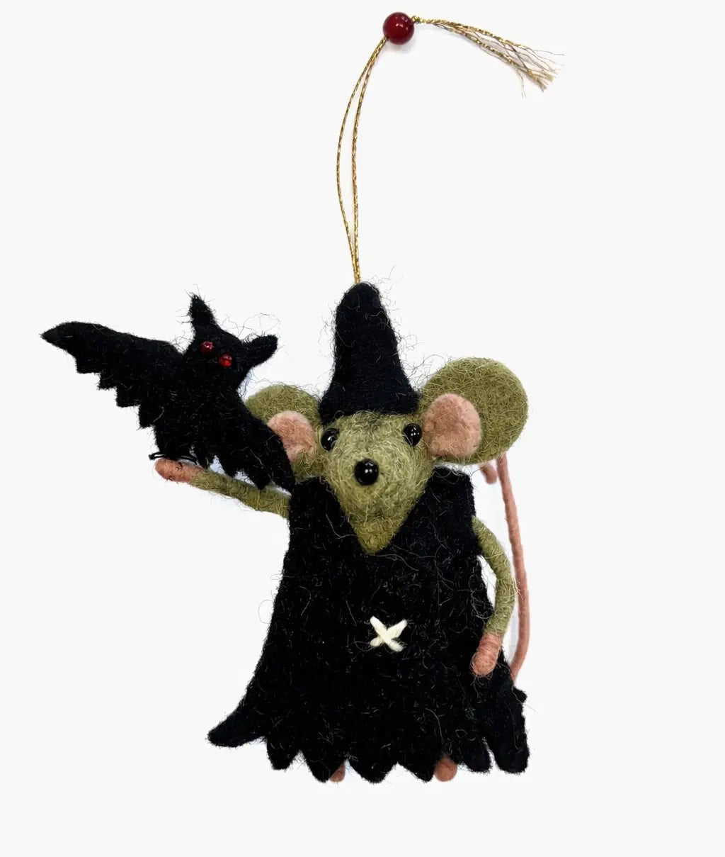 Agatha Witch with Burt the Bat Decoration (Set of 4)