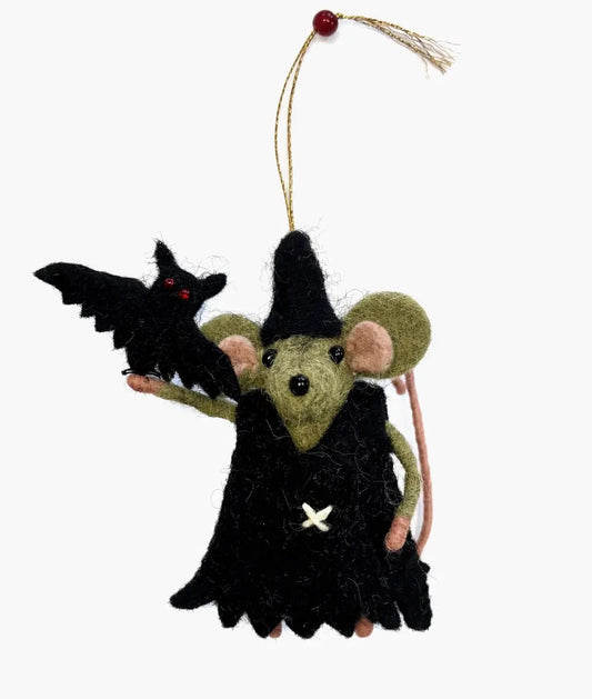 Agatha Witch with Burt the Bat Decoration (Set of 4)