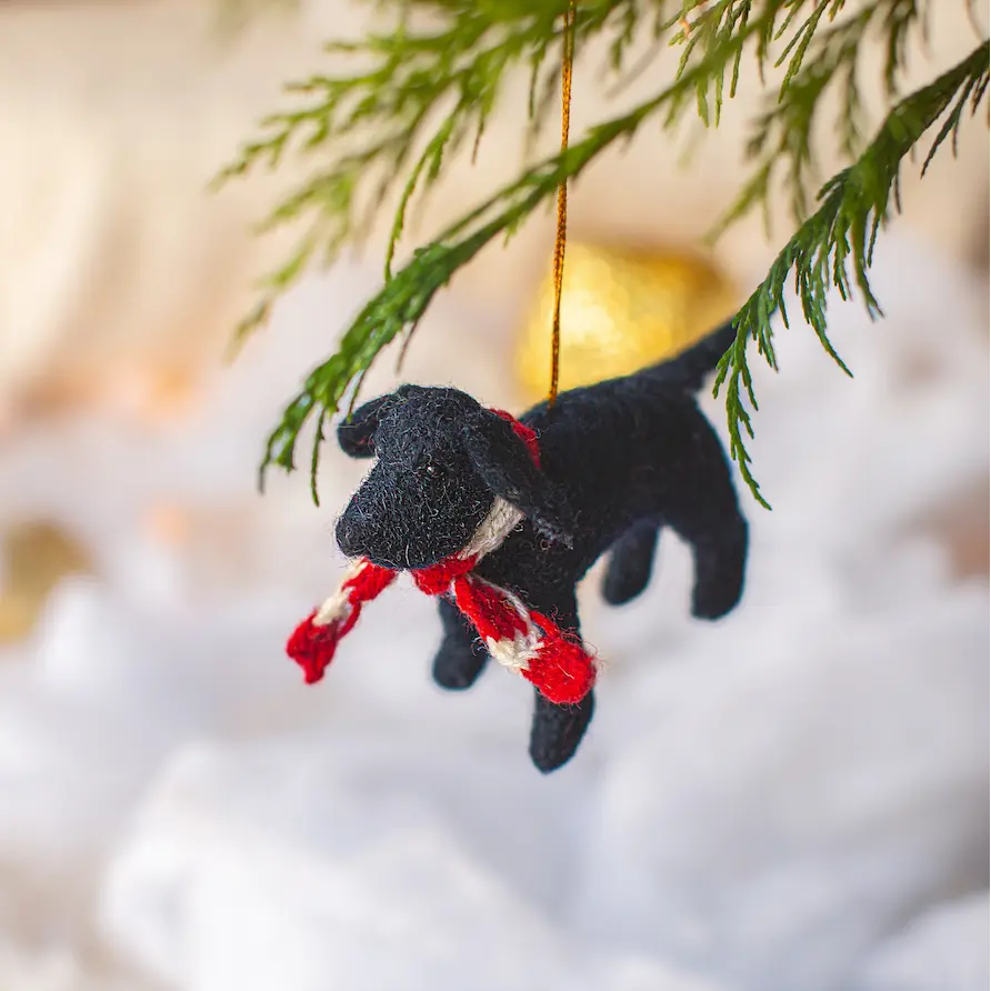 Gunner the Black Lab Decoration (Set of 4)