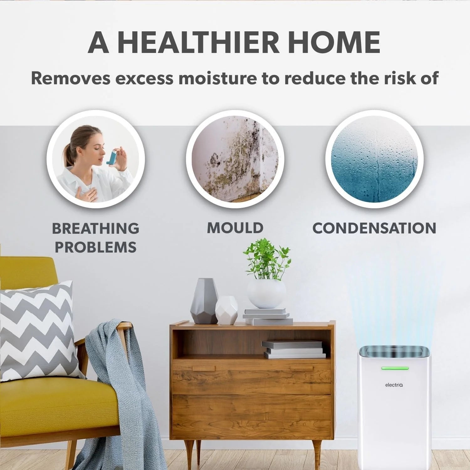 Electriq 12L Portable Dehumidifier Great for 3 Bed Homes