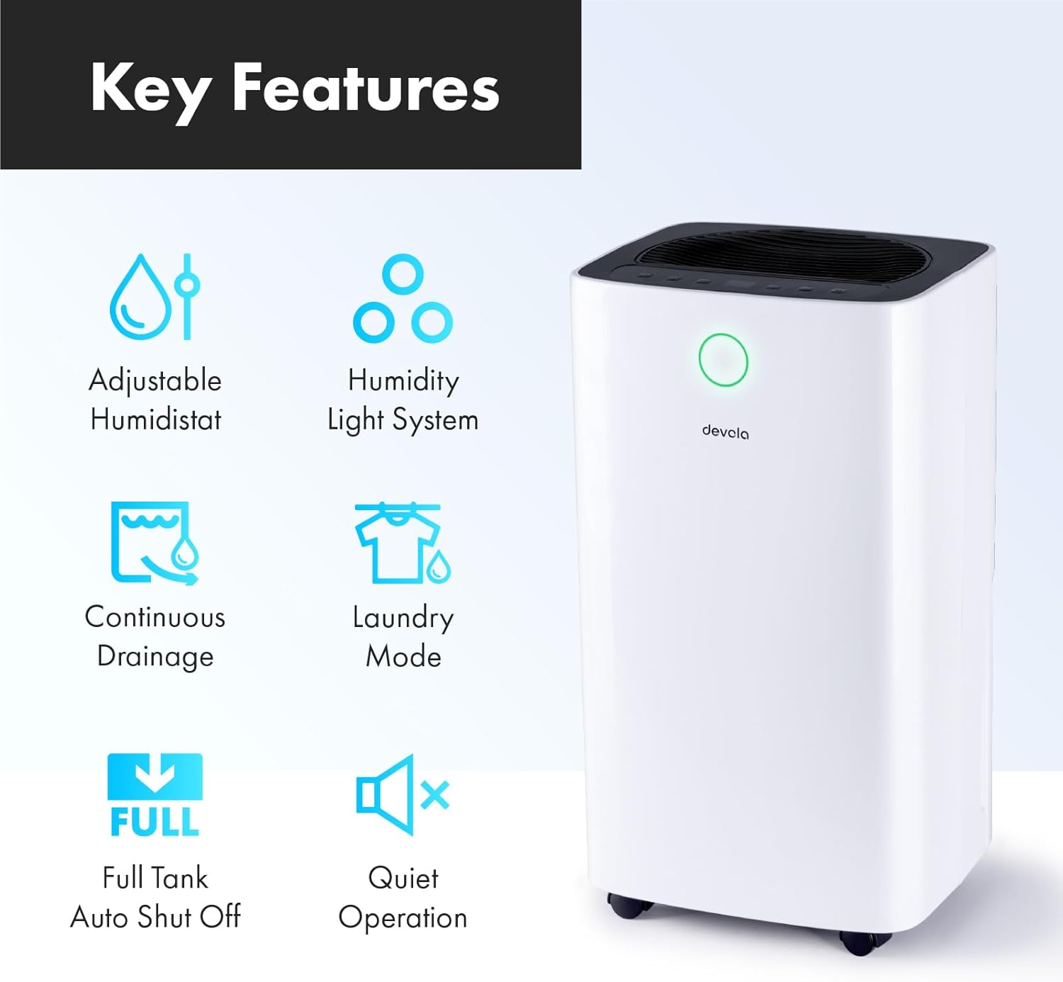 Devola 20L Compressor Dehumidifier & Air Purifier With HEPA Filter - DV20L